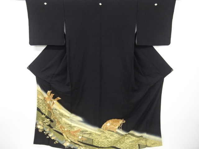 JAPANESE KIMONO / TOMESODE / EMBROIDERY / KINSAI / BUTTERFLY